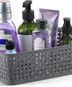 Alternative view of NETANY Plastic Storage Baskets - 8 Pack. Gray. Durable. Easy to Use. Flexible. Multi-Purpose. Ideal for Closets. Cabinets. Shelves. Countertops